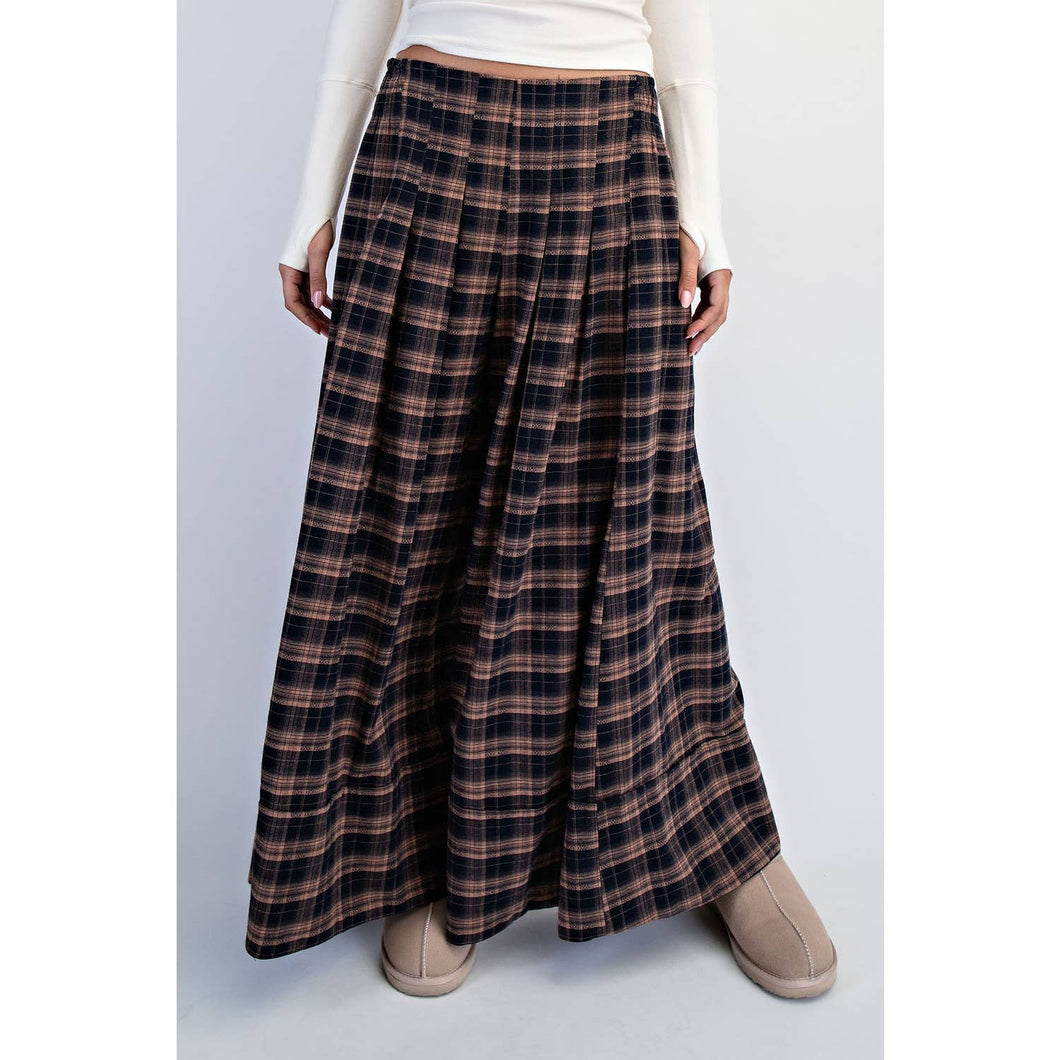 Midnight Checker Low Waisted Plaid Wide Leg Pants