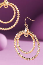Silver Double Beaded Hoop Drop Earrings