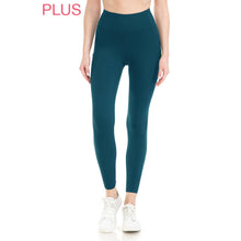 Plus Size Premium High Waist Solid Activewear Leggings: Forest Green