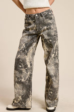 Strone Grunge Splatter Print Wide Leg Denim Pants
