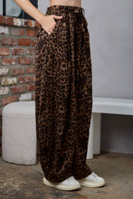 IP3629 High Waisted Self-Tie Belted Wide Leg Bubble Joggers: Brown / L