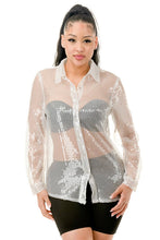 White See Through Sequin Shirts