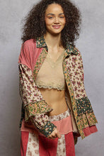 Raspberry Multi Long sleeve double gauze patchwork shirred ruffle POL shirts