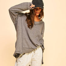 Grey V Neck Pullover Sweatshirt