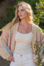 Ivory Multicolor Stitch Knit Cardigan