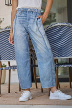 Illusion Faux Denim-like Printed Barrel Pants