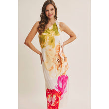 Cream Multi One Shoulder Floral Midi Dress