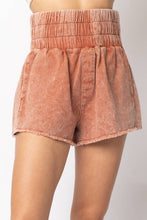 White High-Waist Washed Twill Shorts
