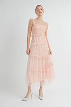 Pink Romantic Tiered Tulle Smocked Maxi Dress