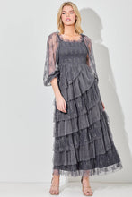 Slate Blue Lace Tiered Maxi Dress