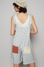 Blue Floral Sleeveless contrast floral pockets print POL overalls