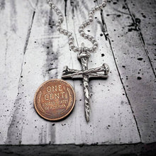 Rustic Nail Cross Necklace on Ball Chain