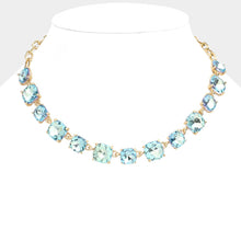 Gold Cushion Square Stone Link Evening Necklace