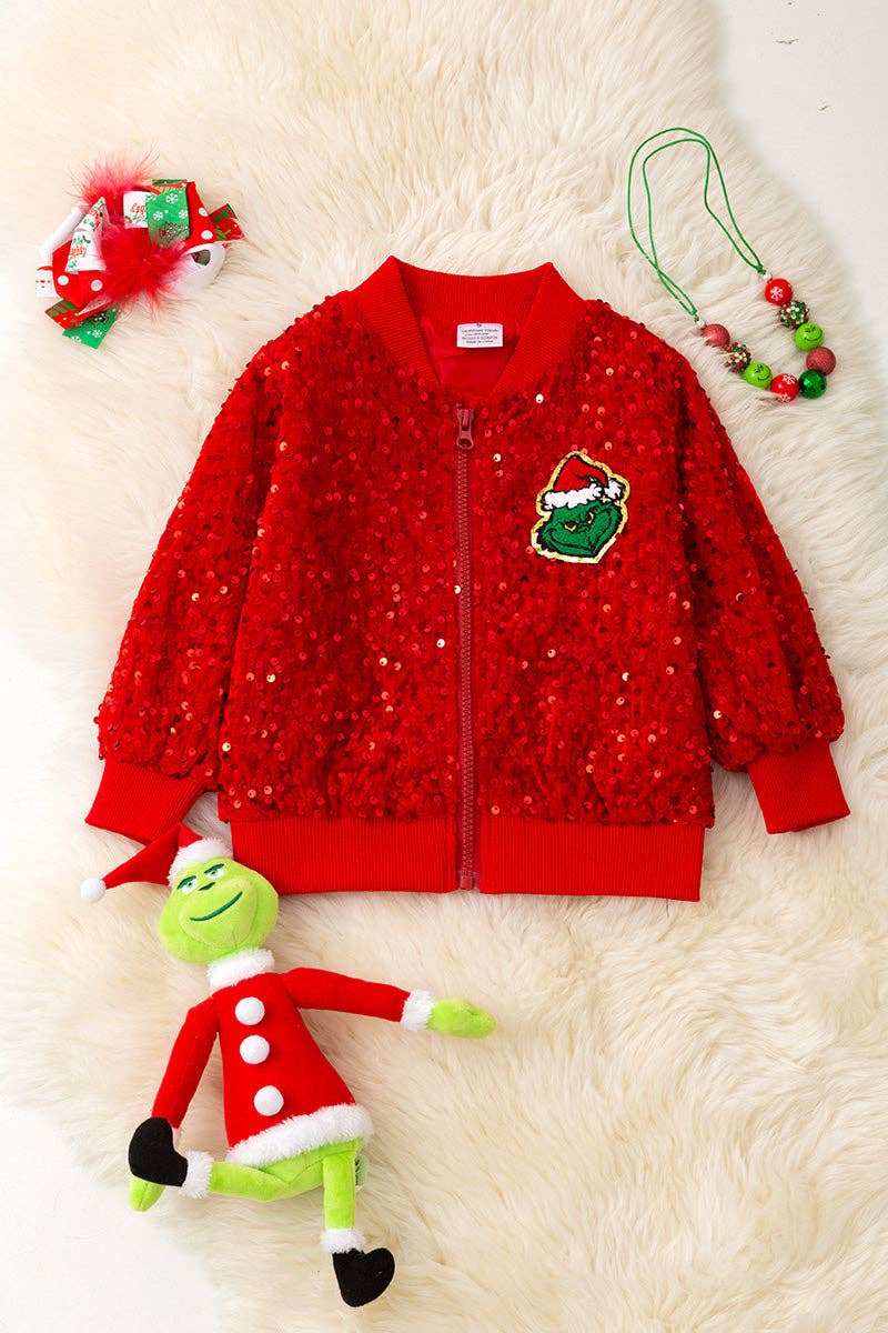 🎟️Red Christmas character sequins jacket.  TPG60020 SOL: 2XS
