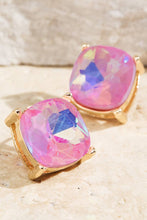 Hot Pink Faceted Glass Stud Earrings