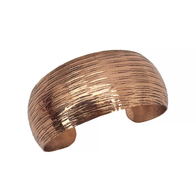 Handcrafted  Ridged Horizon Copper Cuff