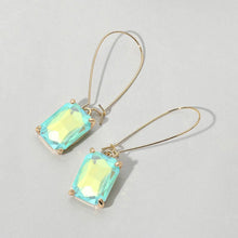 Lavender Emerald Cut Stone Dangle Evening Earrings