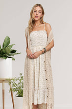Beige Button Down Crochet Long Cardigan