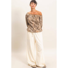 Brown Tree Camouflage Print Off The Shoulder Sweatshirt