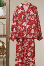 Red Floral Print Button-Up Cardigan Loungewear