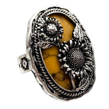 Turquoise Sunflower Turquoise Stone Western Native Stretch Ring: