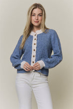 CONTRAST SCALLOP TRIM SWEATER CARDIGAN Latte