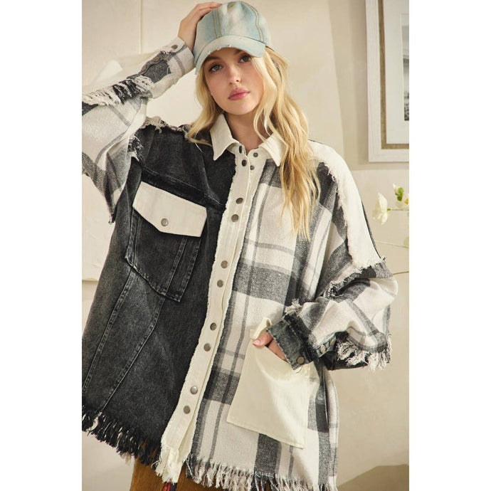 Black Washed Mix Button Down Oli+Hali Shacket