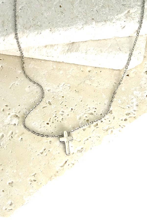 Silver Mini Cross Necklace