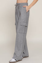 Heather Grey Waistband Drawstring Side Pocket Knit Corduroy Long Pants