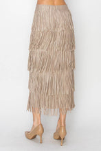 Taupe Layered Fringe Tiered Skirt