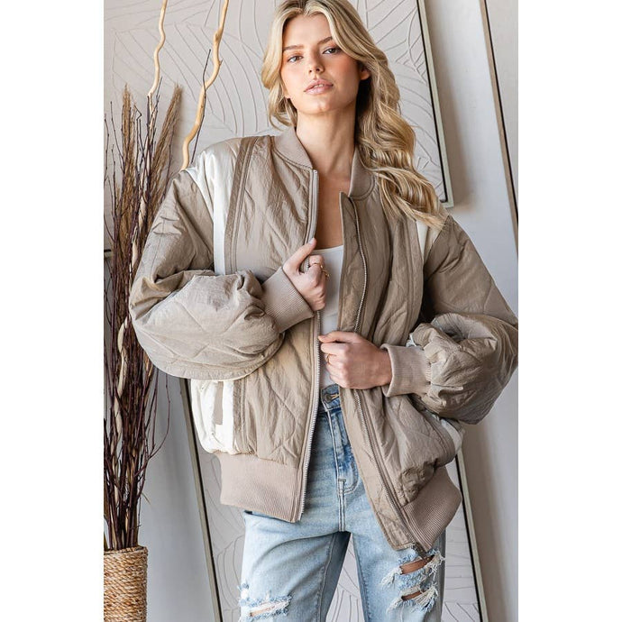 Mocha Patchwork Lightweight Quilted Winter Oli+Hali Jacket