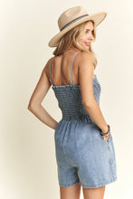 Denim Smocking Top Romper