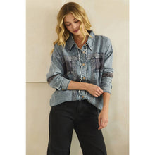 Washed Blue Zip FronT Button Down Oli+Hali Shirt