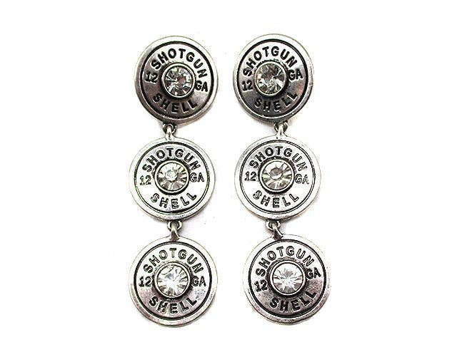 Clear Western 3 Shotgun Shell Dangle Earring