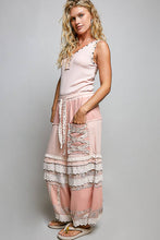 Pink Double Gauze Trim Floral Patch Waistband Jogger POL Pants