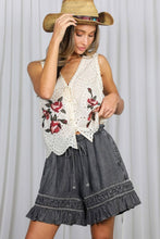 Black Denim Ladder Trim 100%Tencel Chambray Denim Shorts