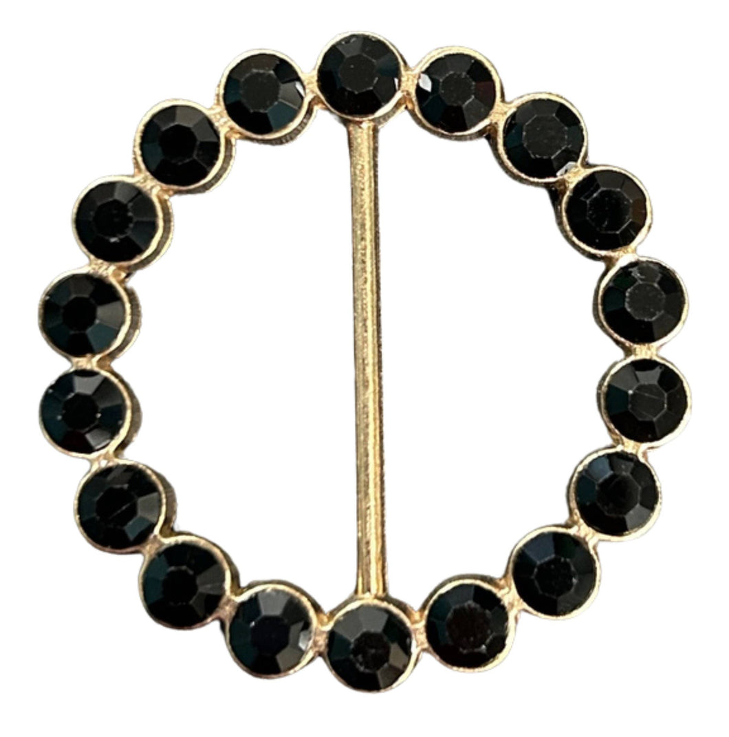 Tee Tie Round Gold with Black Blingy Rhinestones