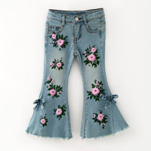 Kids Painted Distressed Rosebud Denim Flare Jeans