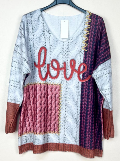 Italian Cozy Gray LOVE Sweater