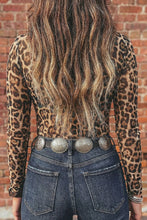 Leopard Floral Western Mesh Mock Neck Sheer Slim Fit Blouse