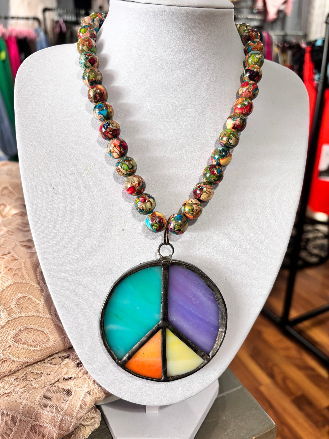 Gypsy South Large Peace Sign Necklace 4/17/25 9756