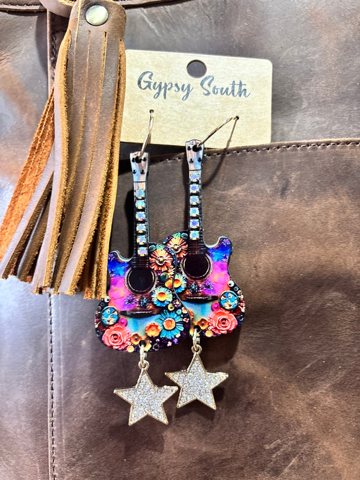 Gypsy South Flower Guitar Earrings 4/29/25 9759