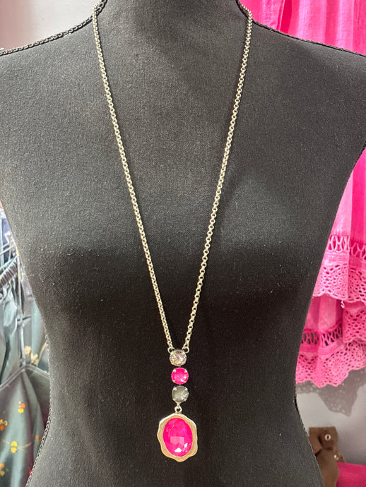 Long Pink Pendant Rachel Marie Necklace 5/4/26 1284