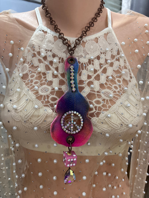Felt Guitar Gypsy South Necklace 4/29/25 9825