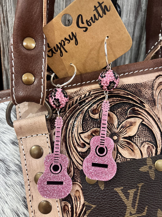 Pink Guitar Gypsy South Earrings 4/29/25 9820