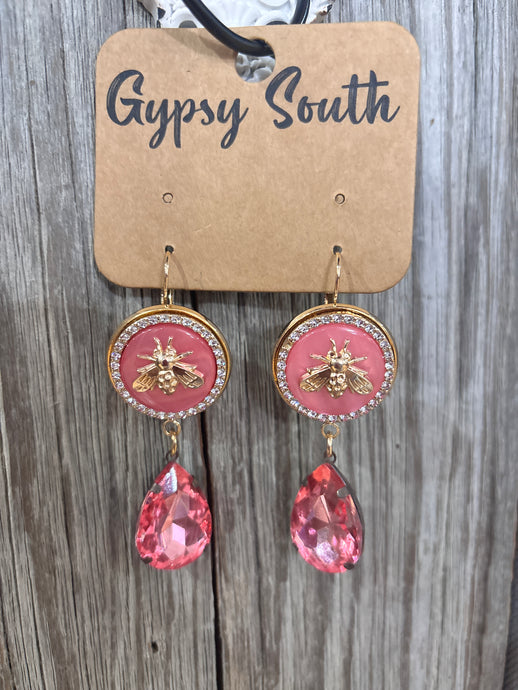 Pink Teardrop Gypsy South Earrings 4/29/25 9822