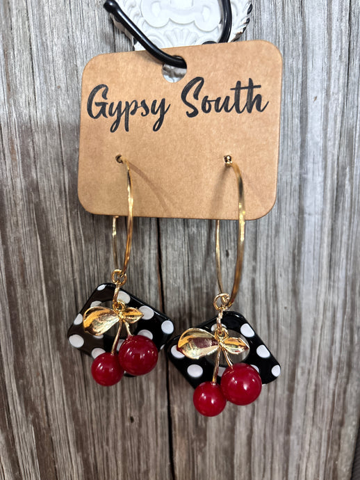 Polka Dot Cherry Gypsy South Earrings 4/29/25 9849
