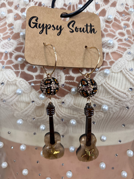 Rhinestone Star Guitar Gypsy South Earrings 4/29/25 9850