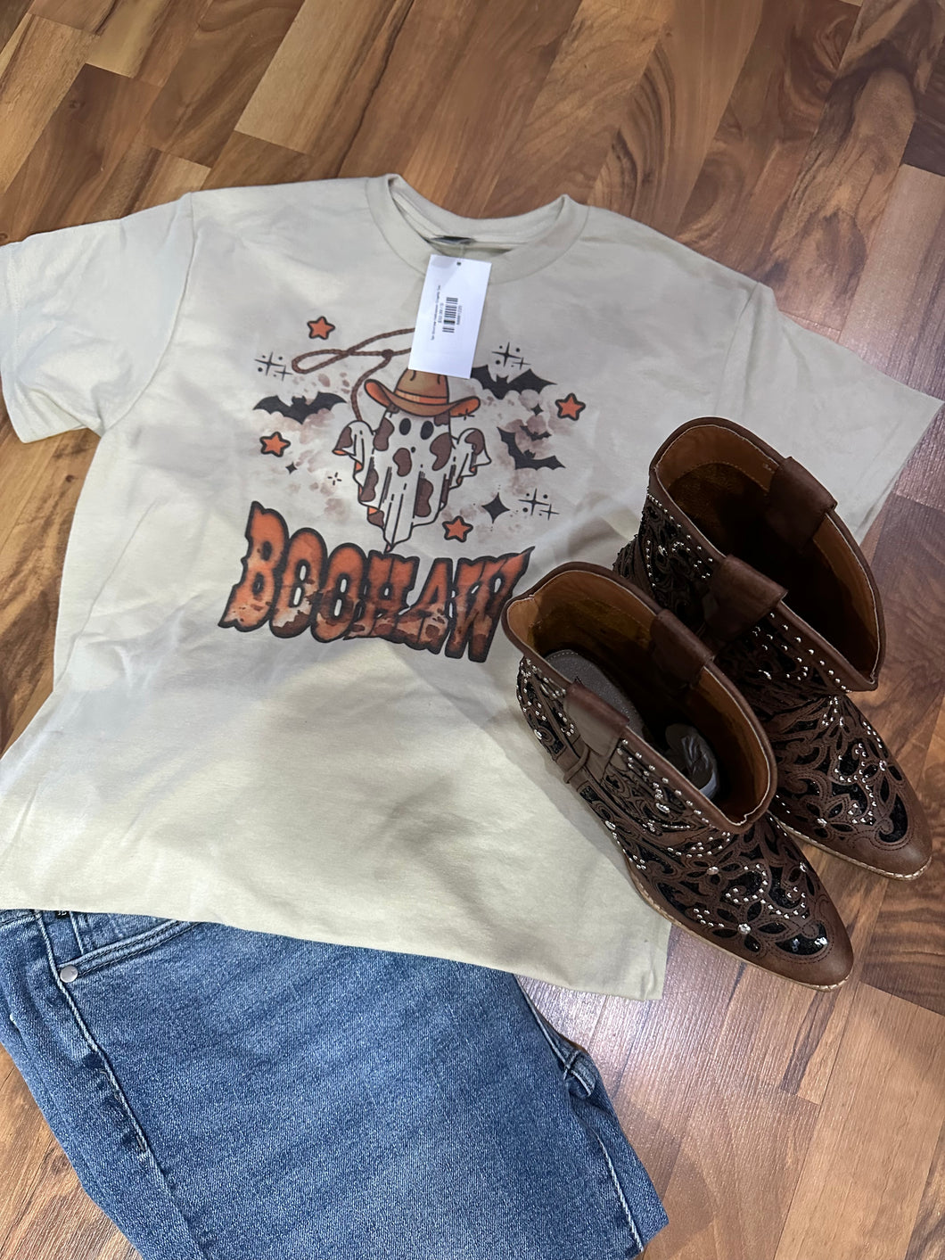 Tan Boohaw Halloween Graphic Tee
