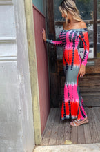 Pink Off Shoulder Abstract Mermaid Dress 6/27/23 6512